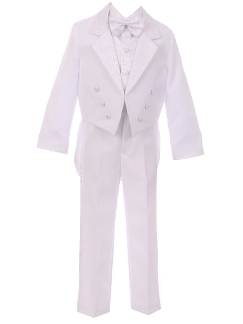 Rain Kids Little Boys White Guardian Angel Embroidery Baptism Tuxedo Suit 2T-7 - SophiasStyle.com
